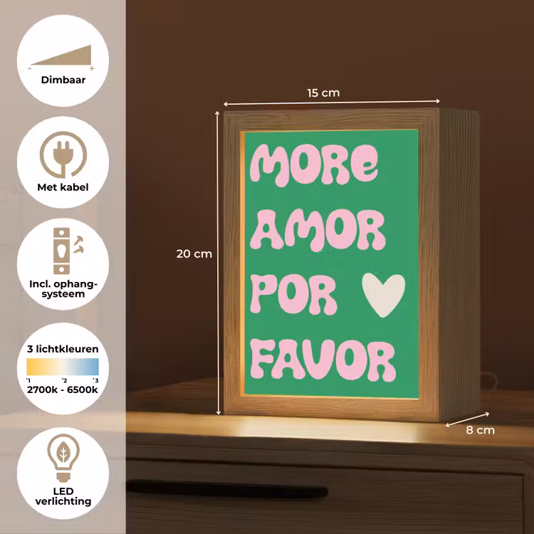 Amor - Valentijn - Groen - Tekst Light Box met kabel (Tafellamp) klein -USP_NL