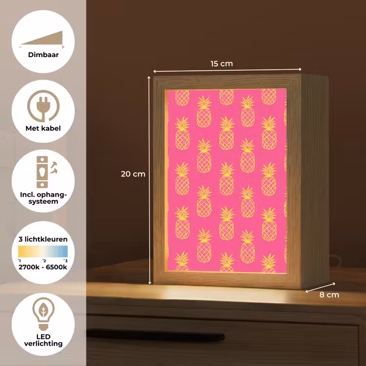 Ananas - Trendy - Roze Light Box met kabel (Tafellamp) klein 925 -USP_NL