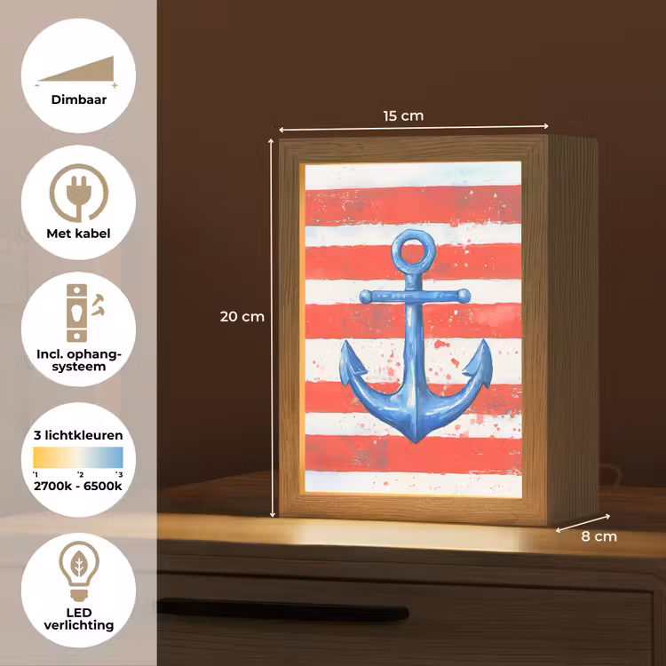 Anker - Verfspatten - Rood - Blauw Light Box met kabel (Tafellamp) klein -USP_NL