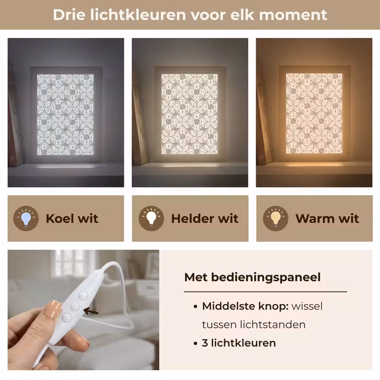 Antiek - Tegel - Beige Light Box met kabel (Tafellamp) klein 925 -USP_lichtkleurNL