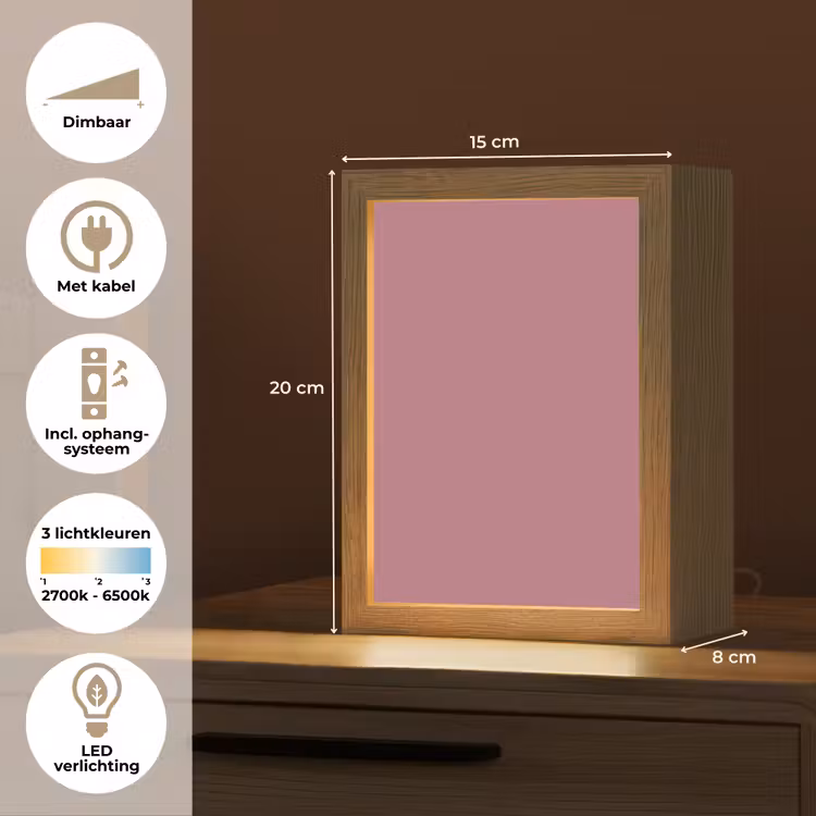 Antique - Mauve - Roze Light Box met kabel (Tafellamp) klein 925 -USP_NL