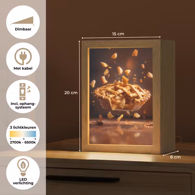 Appel - Taart - Warm - Eten Light Box met kabel (Tafellamp) klein -USP_NL