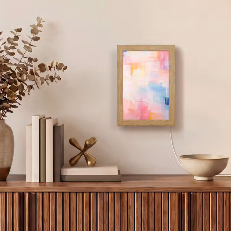 Aquarel - Pastel - Abstract - Kunst Light Box met kabel (Tafellamp) klein -sfeer2