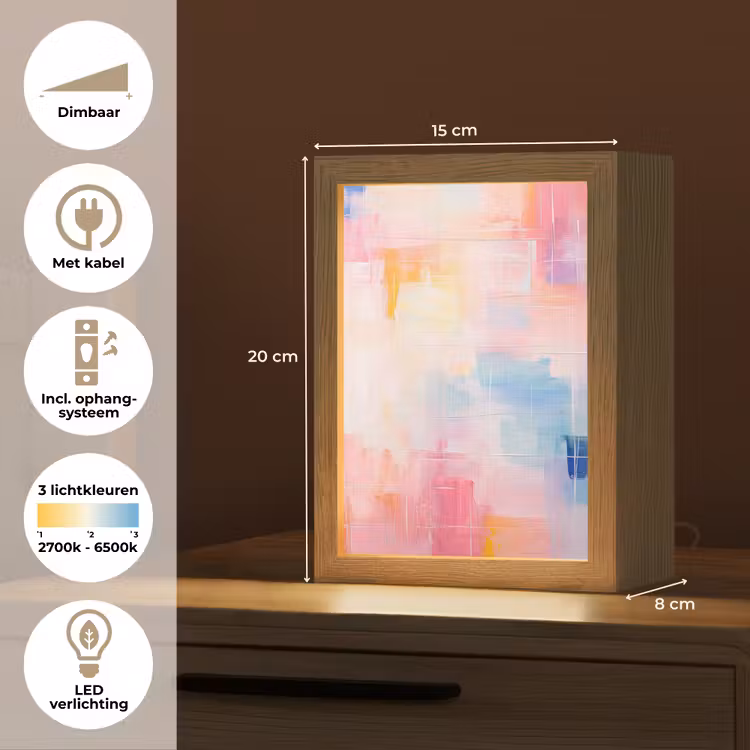 Aquarel - Pastel - Abstract - Kunst Light Box met kabel (Tafellamp) klein -USP_NL