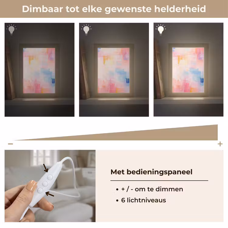 Aquarel - Pastel - Abstract - Kunst Light Box met kabel (Tafellamp) klein -USP_dimbaarNL