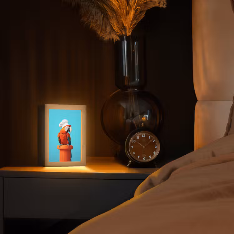 Ara - Koksmuts - Sokkel - Grappig Light Box met kabel (Tafellamp) klein -sfeer1
