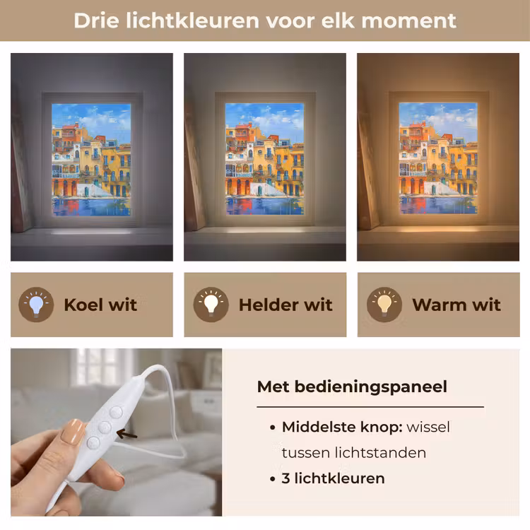 Architectuur - Kleurrijk - Kunst - Modern Light Box met kabel (Tafellamp) klein -USP_lichtkleurNL