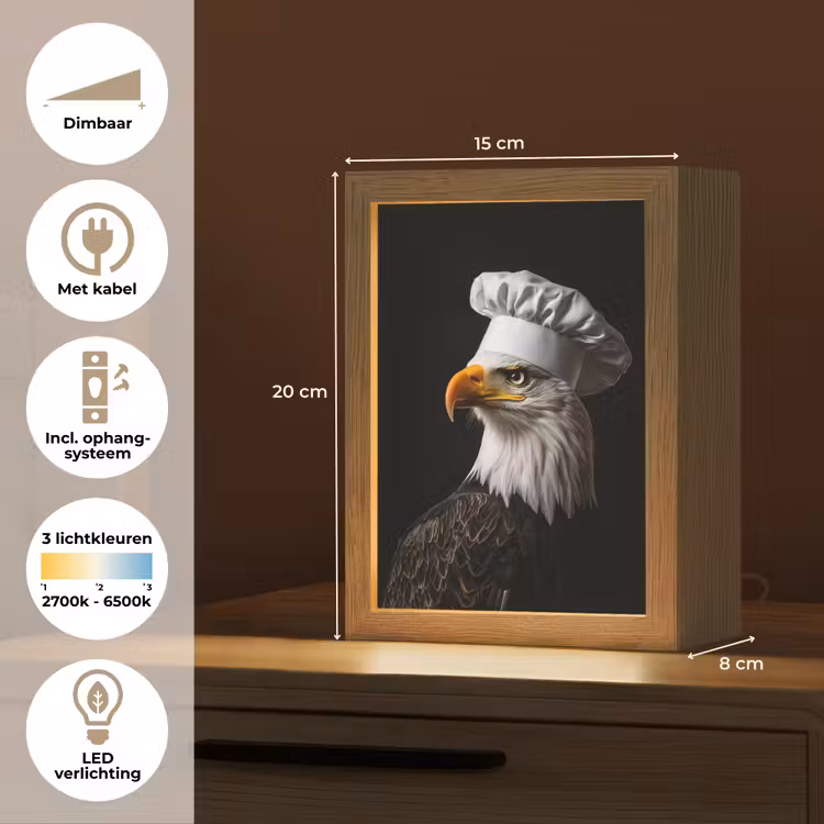 Arend -Amerika - Koksmuts - Vogel - Stoer Light Box met kabel (Tafellamp) klein -USP_NL