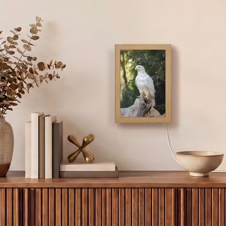 Arend - Hout - Wit - Planten Light Box met kabel (Tafellamp) klein -sfeer2
