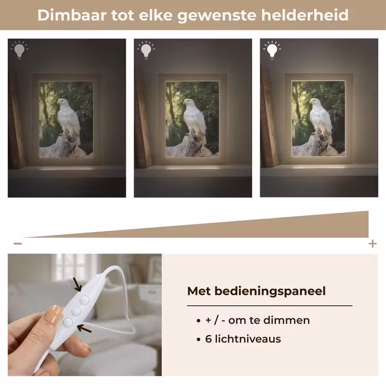 Arend - Hout - Wit - Planten Light Box met kabel (Tafellamp) klein -USP_dimbaarNL