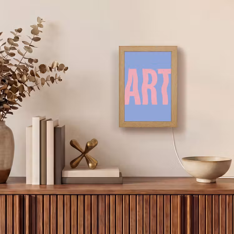 Art - Roze - Blauw Light Box met kabel (Tafellamp) klein -sfeer2