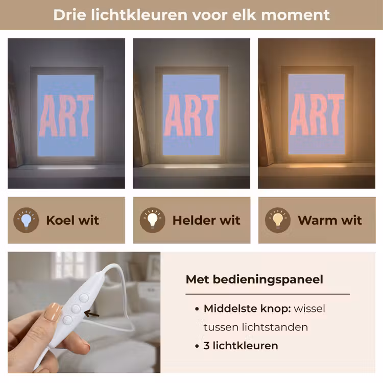 Art - Roze - Blauw Light Box met kabel (Tafellamp) klein -USP_lichtkleurNL