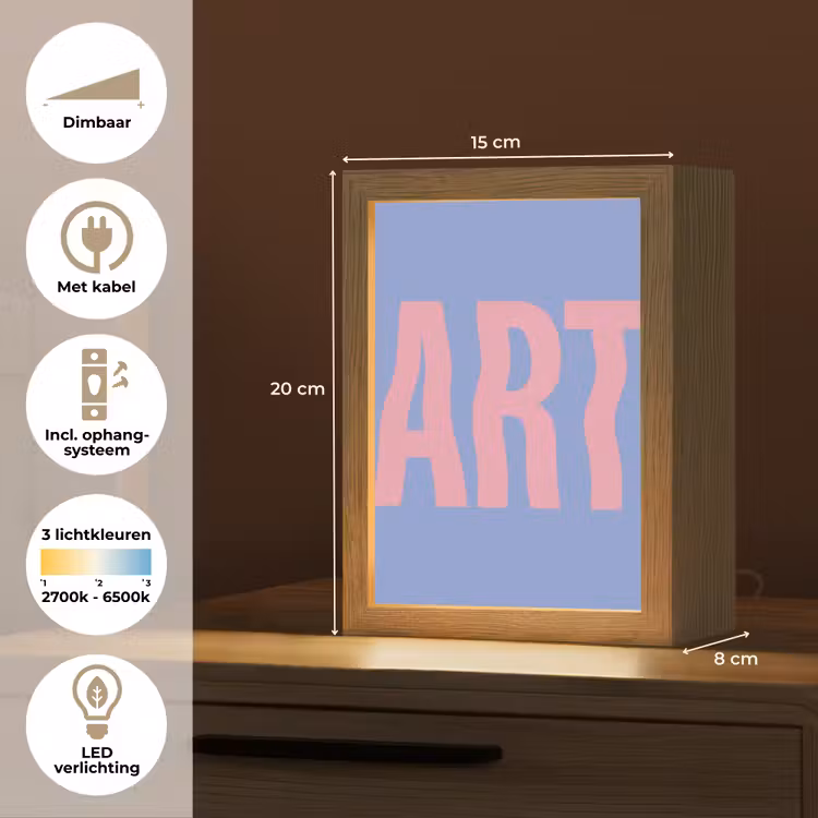 Art - Roze - Blauw Light Box met kabel (Tafellamp) klein -USP_NL