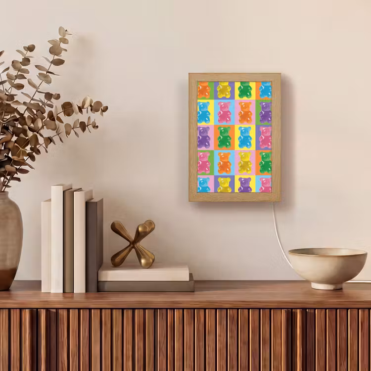 Art- Snoep - Kleurrijk Light Box met kabel (Tafellamp) klein -sfeer2