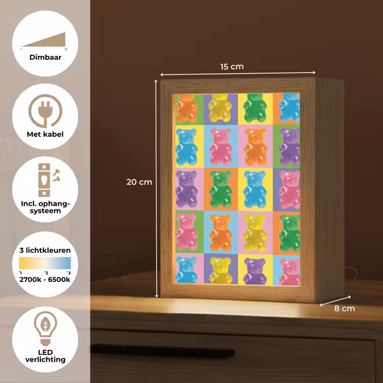 Art- Snoep - Kleurrijk Light Box met kabel (Tafellamp) klein -USP_NL