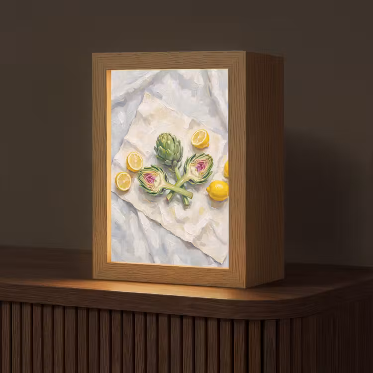 Tafellamp - Artisjok - Citroen - Eten - Artisjok - Citroen - Eten Light Box met kabel (Tafellamp) klein