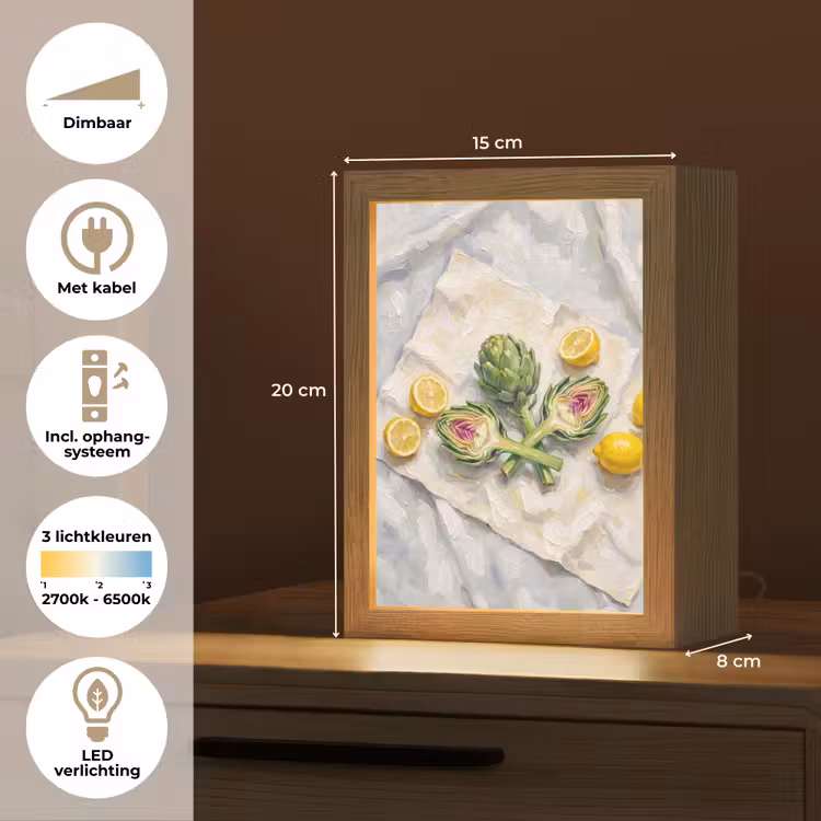 Tafellamp - Artisjok - Citroen - Eten - Artisjok - Citroen - Eten Light Box met kabel (Tafellamp) klein