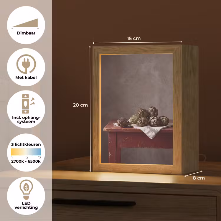 Tafellamp - Artisjok - Eten - Rustiek - Artisjok - Eten - Rustiek Light Box met kabel (Tafellamp) klein