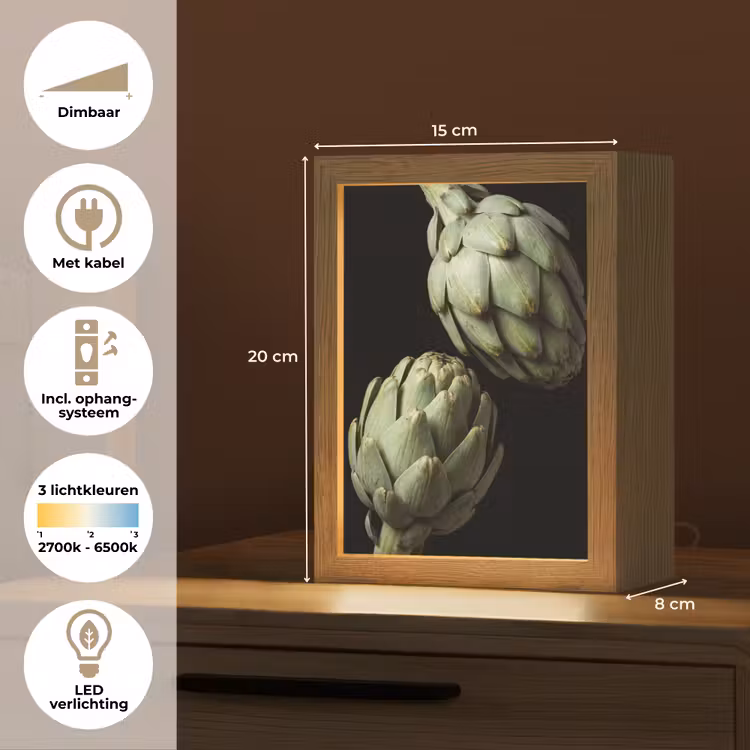 Tafellamp - Artisjok - Groen - Eten - Artisjok - Groen - Eten Light Box met kabel (Tafellamp) klein