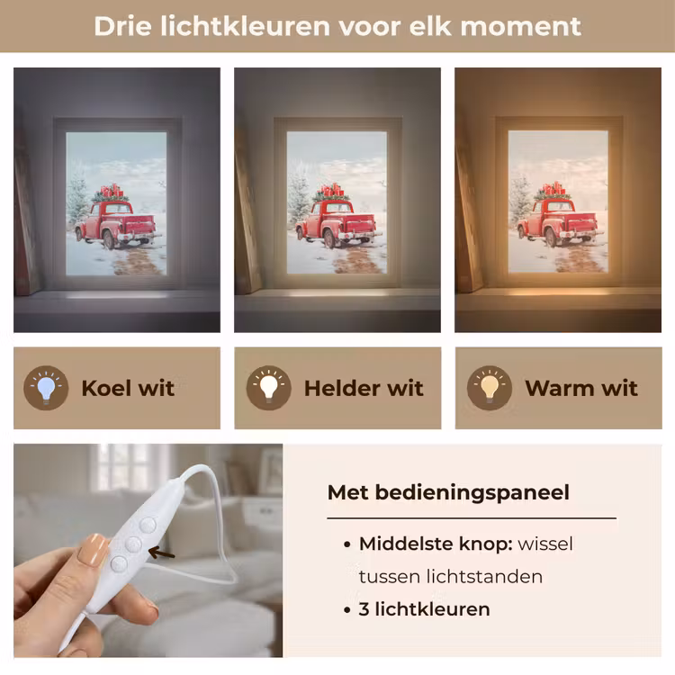 Auto - Rood - Cadeaus - Winter - Sneeuw - Kerst Light Box met kabel (Tafellamp) klein -USP_lichtkleurNL