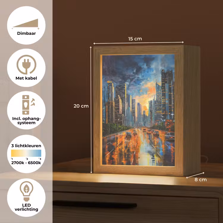 Auto - Skyline - Zon - Blauw Light Box met kabel (Tafellamp) klein -USP_NL