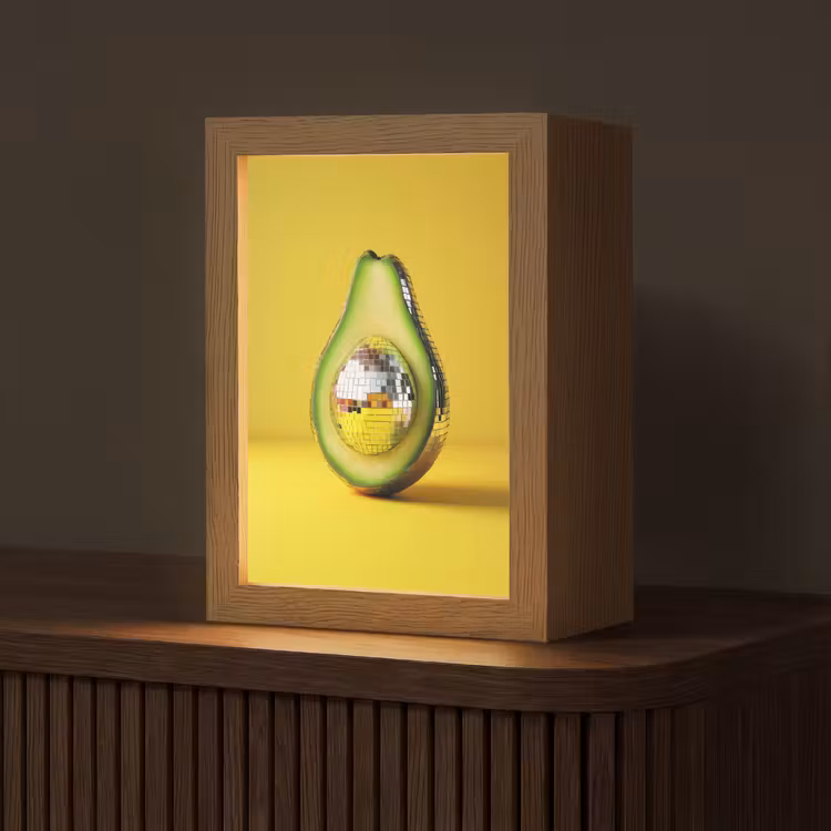 Avocado - Discobal - Geel - Glitter Light Box met kabel (Tafellamp) klein -z3d_website