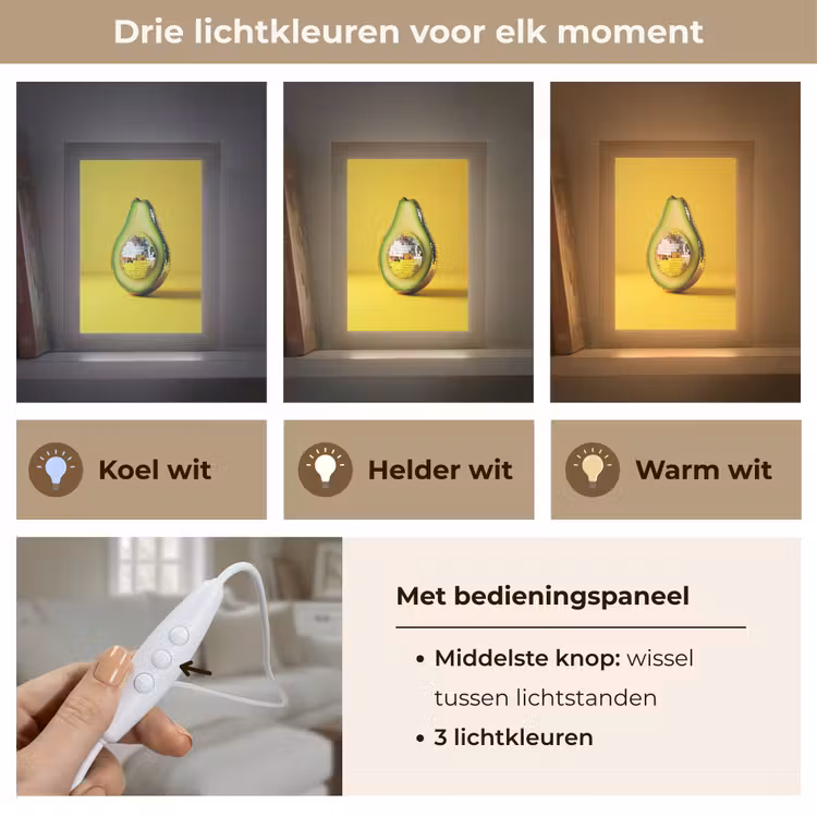 Avocado - Discobal - Geel - Glitter Light Box met kabel (Tafellamp) klein -USP_lichtkleurNL