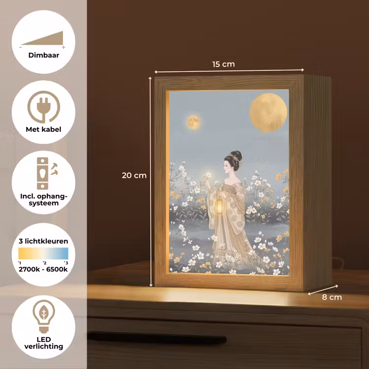 Aziatisch - Vrouw - Kimono Light Box met kabel (Tafellamp) klein -USP_NL