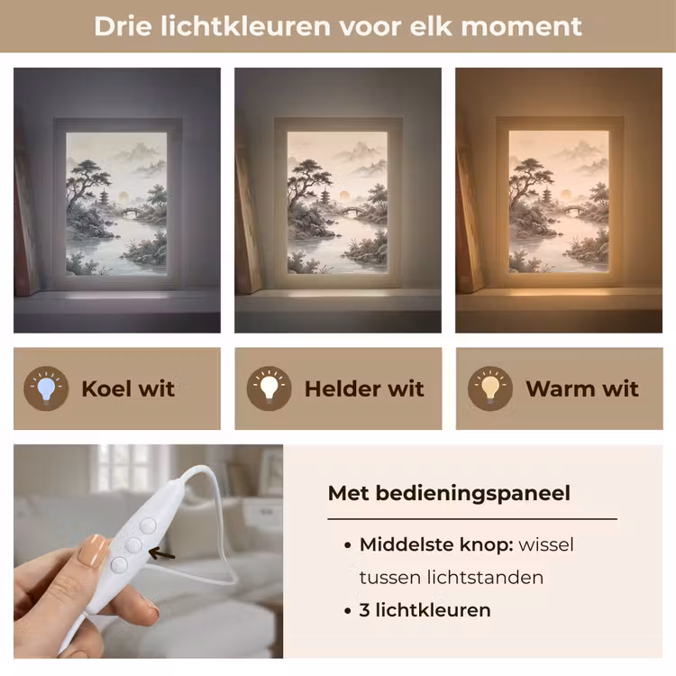 Azië - Landschap - Kleurrijk Light Box met kabel (Tafellamp) klein -USP_lichtkleurNL