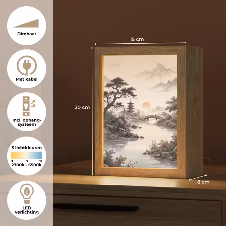 Azië - Landschap - Kleurrijk Light Box met kabel (Tafellamp) klein -USP_NL