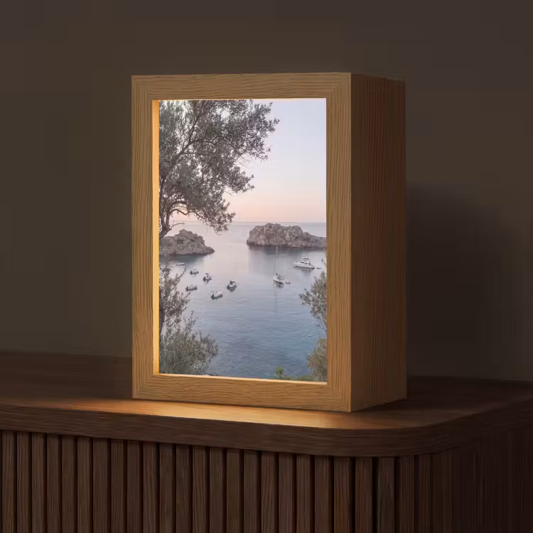 Tafellamp - Baai - boten - zonsondergang - Baai - boten - zonsondergang Light Box met kabel (Tafellamp) klein