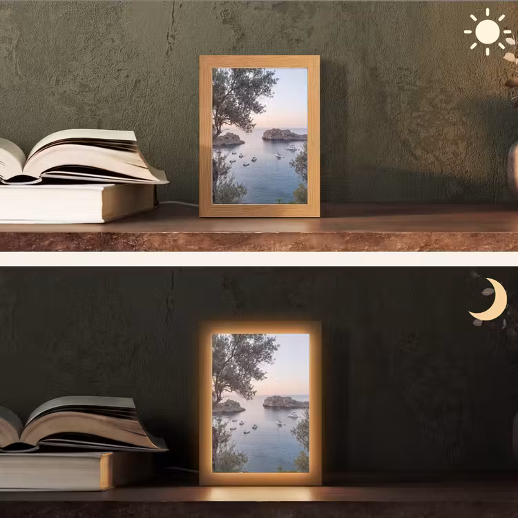 Tafellamp - Baai - boten - zonsondergang - Baai - boten - zonsondergang Light Box met kabel (Tafellamp) klein