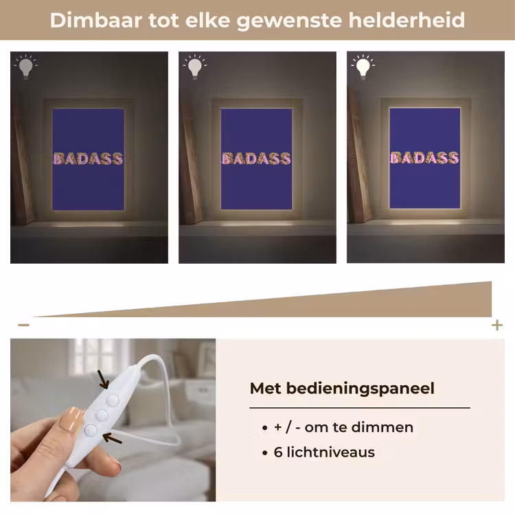 Badass - Panterpint - Schaduw - Roze Light Box met kabel (Tafellamp) klein -USP_dimbaarNL