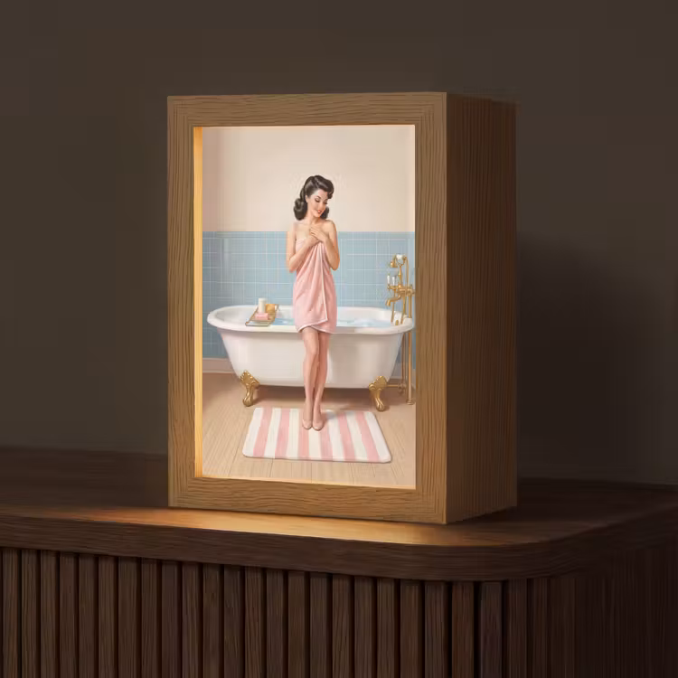 Badkamer - Vrouw - Roze Light Box met kabel (Tafellamp) klein -z3d_website