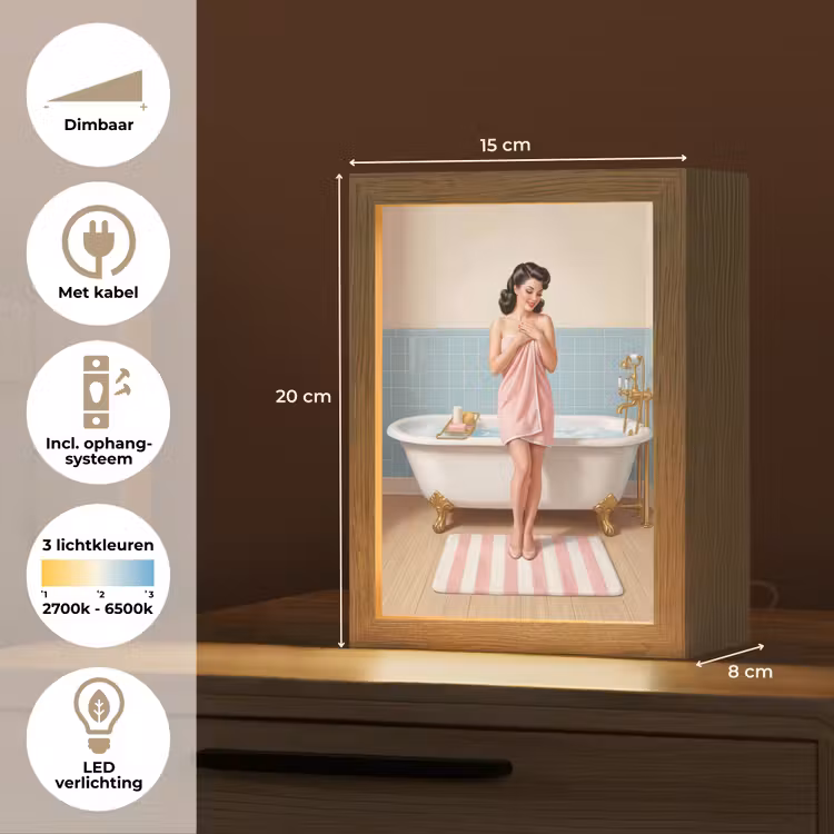 Badkamer - Vrouw - Roze Light Box met kabel (Tafellamp) klein -USP_NL