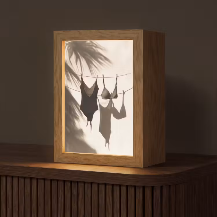 Badkleding - Palmbomen - Schaduw - Tropisch Light Box met kabel (Tafellamp) klein -z3d_website