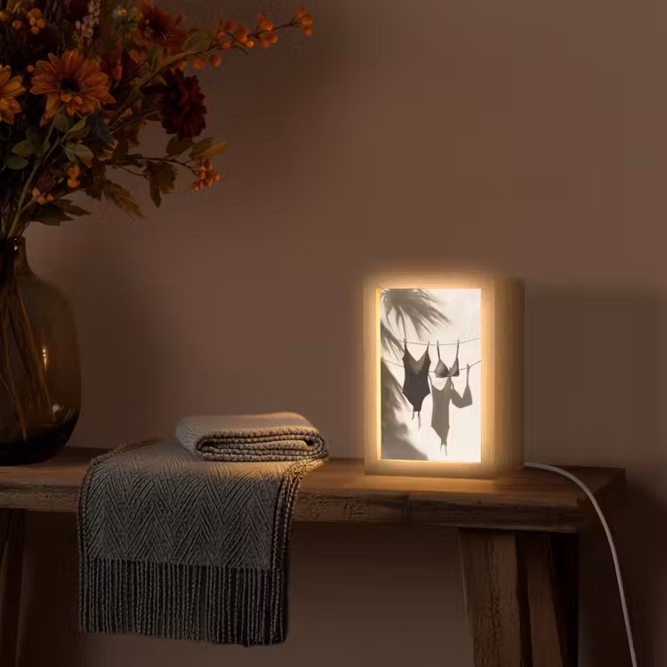 Badkleding - Palmbomen - Schaduw - Tropisch Light Box met kabel (Tafellamp) klein -sfeer4