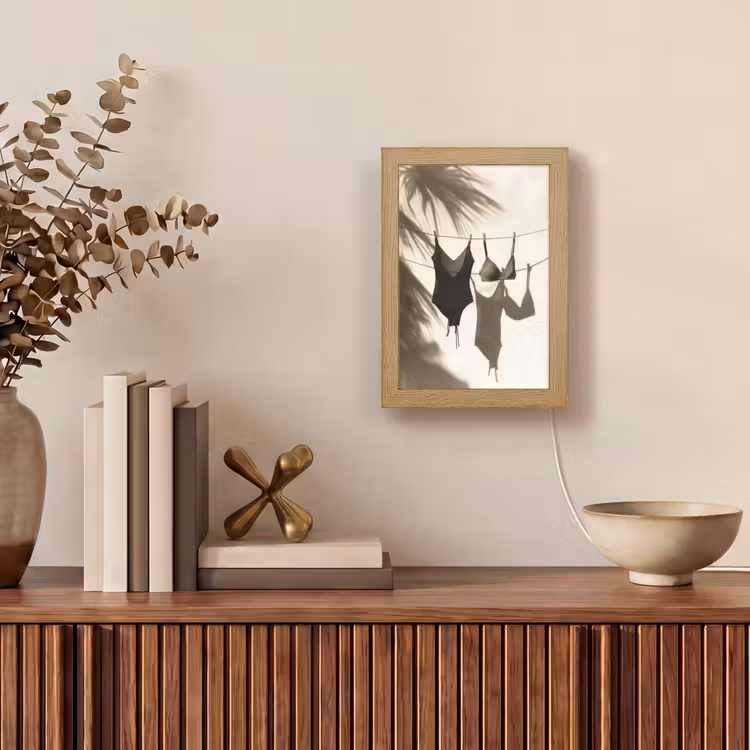 Badkleding - Palmbomen - Schaduw - Tropisch Light Box met kabel (Tafellamp) klein -sfeer2