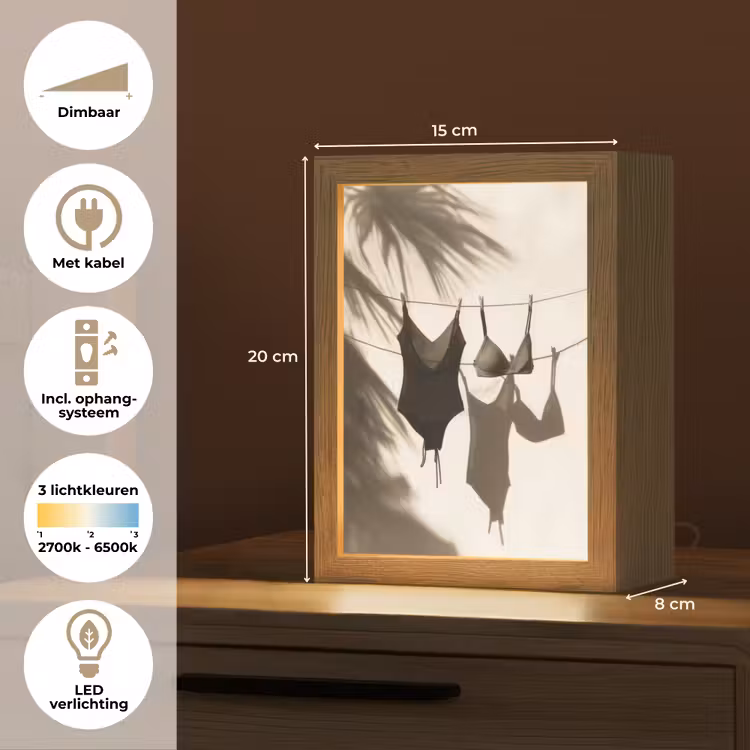 Badkleding - Palmbomen - Schaduw - Tropisch Light Box met kabel (Tafellamp) klein -USP_NL