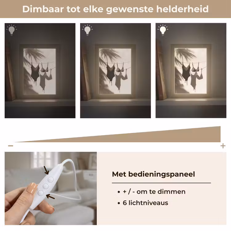 Badkleding - Palmbomen - Schaduw - Tropisch Light Box met kabel (Tafellamp) klein -USP_dimbaarNL