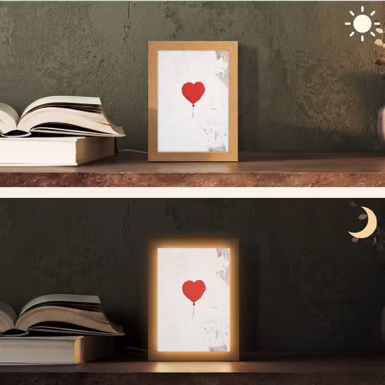 Ballon - Rood - Hart Light Box met kabel (Tafellamp) klein -sfeer3