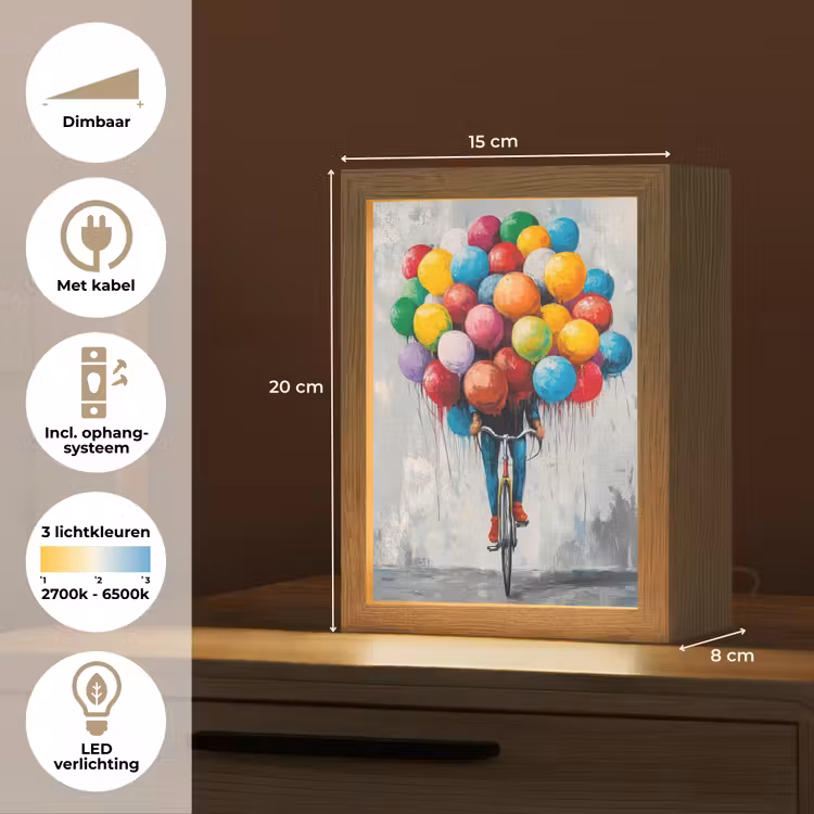 Balonnen - Street art - Vintage Light Box met kabel (Tafellamp) klein -USP_NL