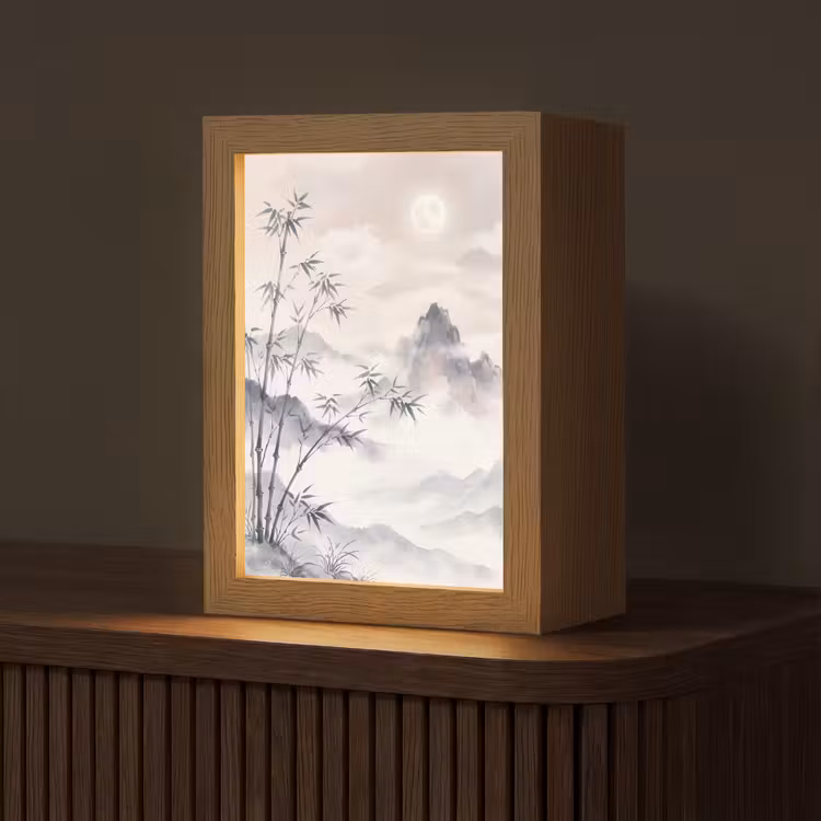 Bamboe - Azië - Grijs Light Box met kabel (Tafellamp) klein -z3d_website