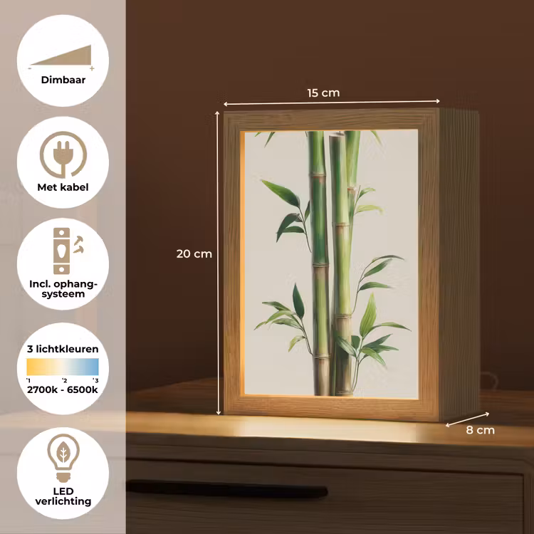 Bamboestengels - Sierlijk - Groen Light Box met kabel (Tafellamp) klein -USP_NL
