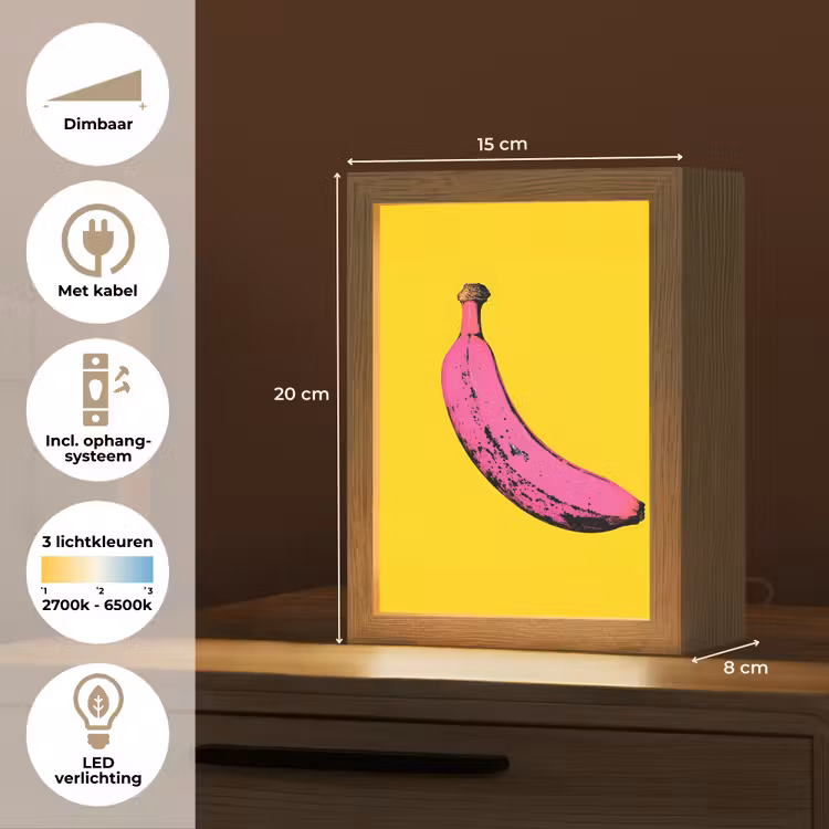Banaan - Grafisch - Geel Light Box met kabel (Tafellamp) klein -USP_NL