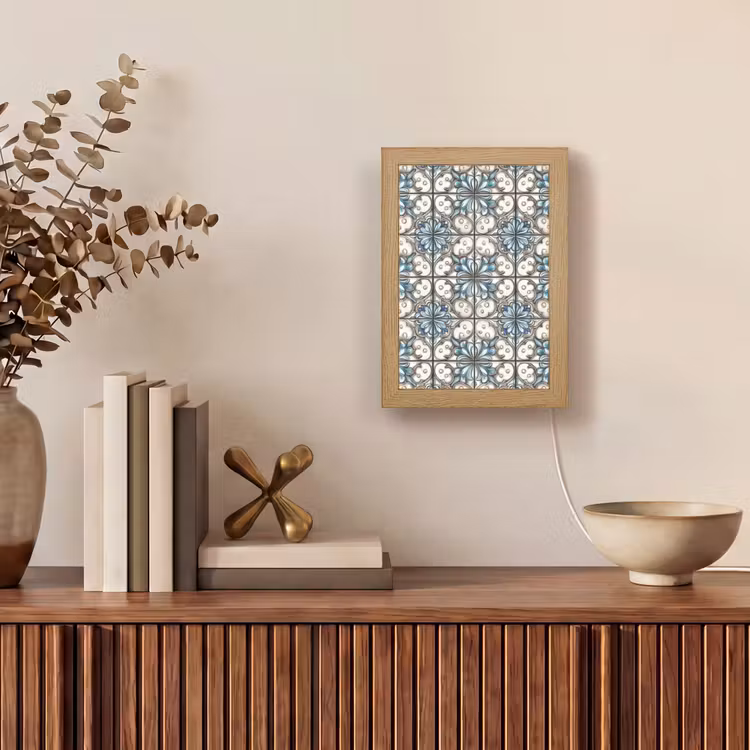 Barok - Tegel - Kleurrijk Light Box met kabel (Tafellamp) klein 925 -sfeer2