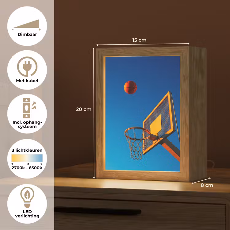 Basketbal - Lucht - Ring Light Box met kabel (Tafellamp) klein -USP_NL