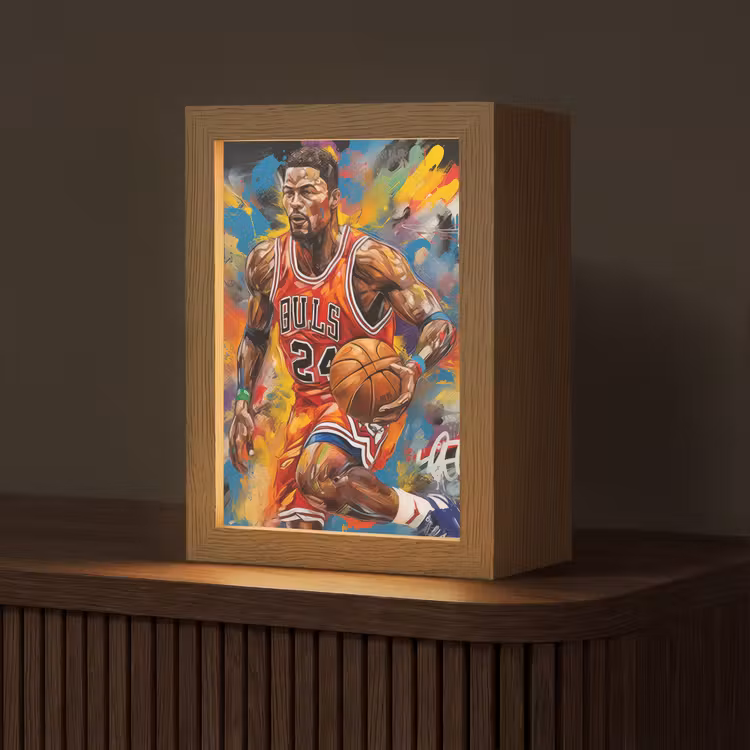 Basketbal - Verf - Kleuren - Rood Light Box met kabel (Tafellamp) klein -z3d_website