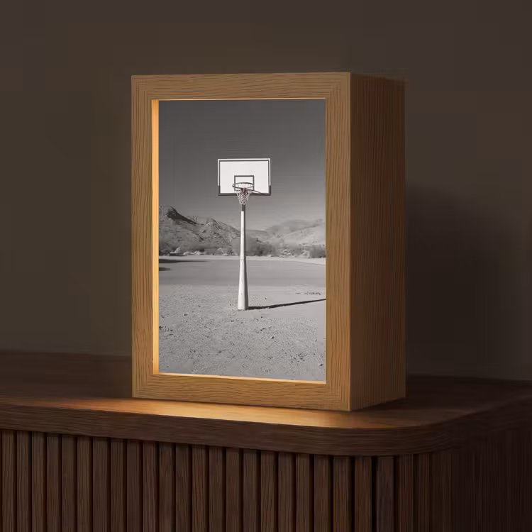 Basketbalpaal - Landschap - Zand - Wit Light Box met kabel (Tafellamp) klein -z3d_website