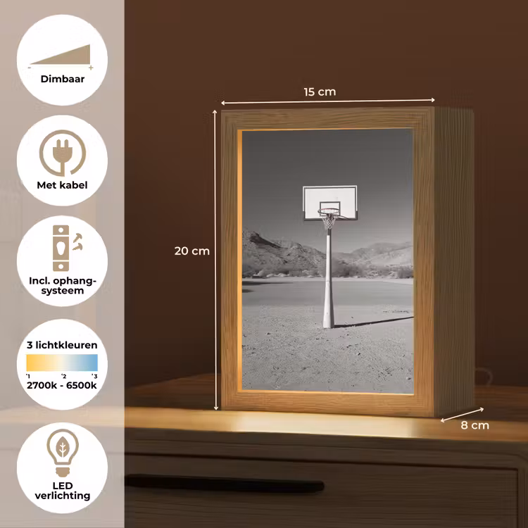Basketbalpaal - Landschap - Zand - Wit Light Box met kabel (Tafellamp) klein -USP_NL